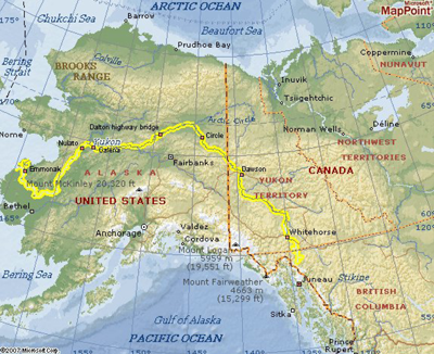 Yukon en kayak - trajet