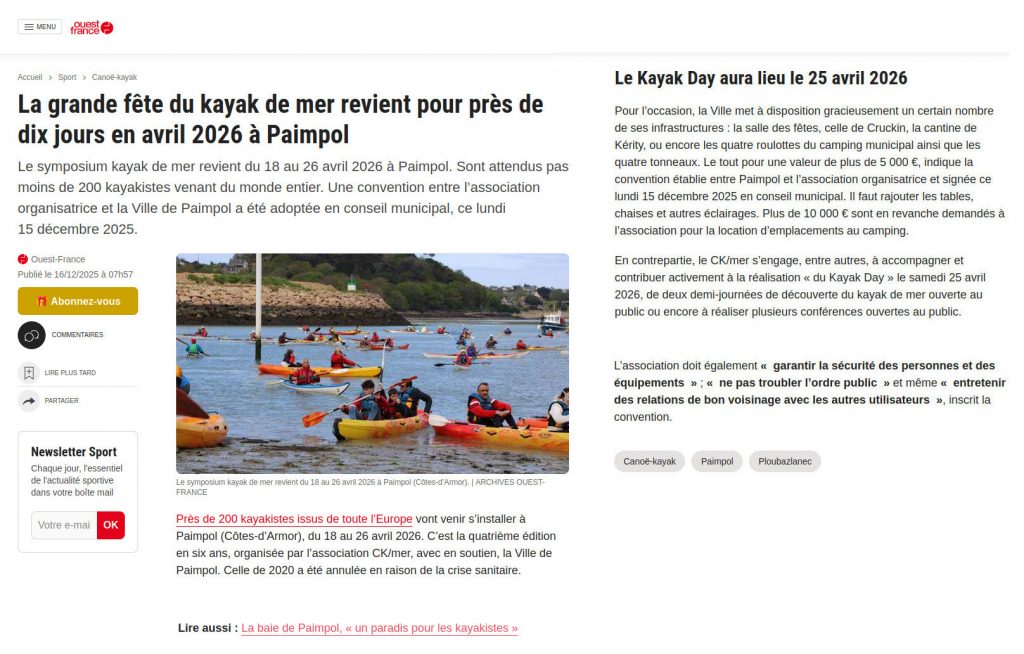 Article Ouest-France du 16 décembre 2025